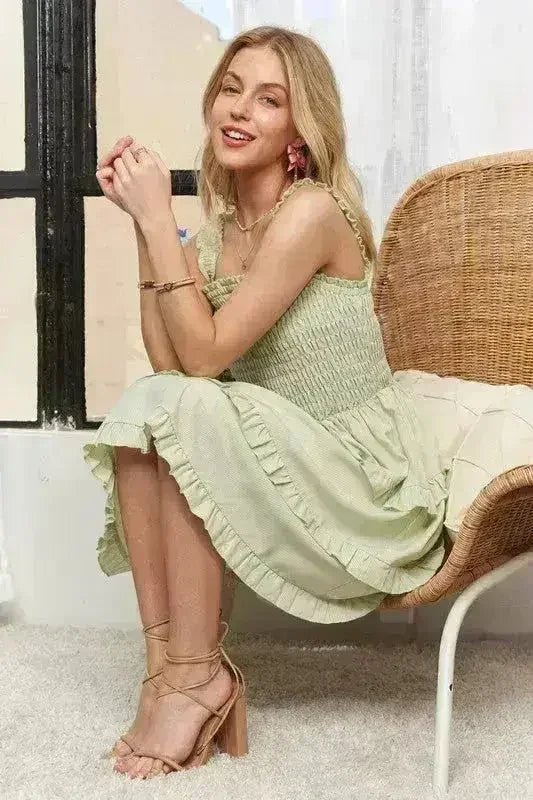 Smocked Ruffled Wide Strap Mini Dress – Sweet & Stylish - Femstylo