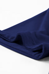 Blue Solid Color Basic Crew Neck Plain Tee