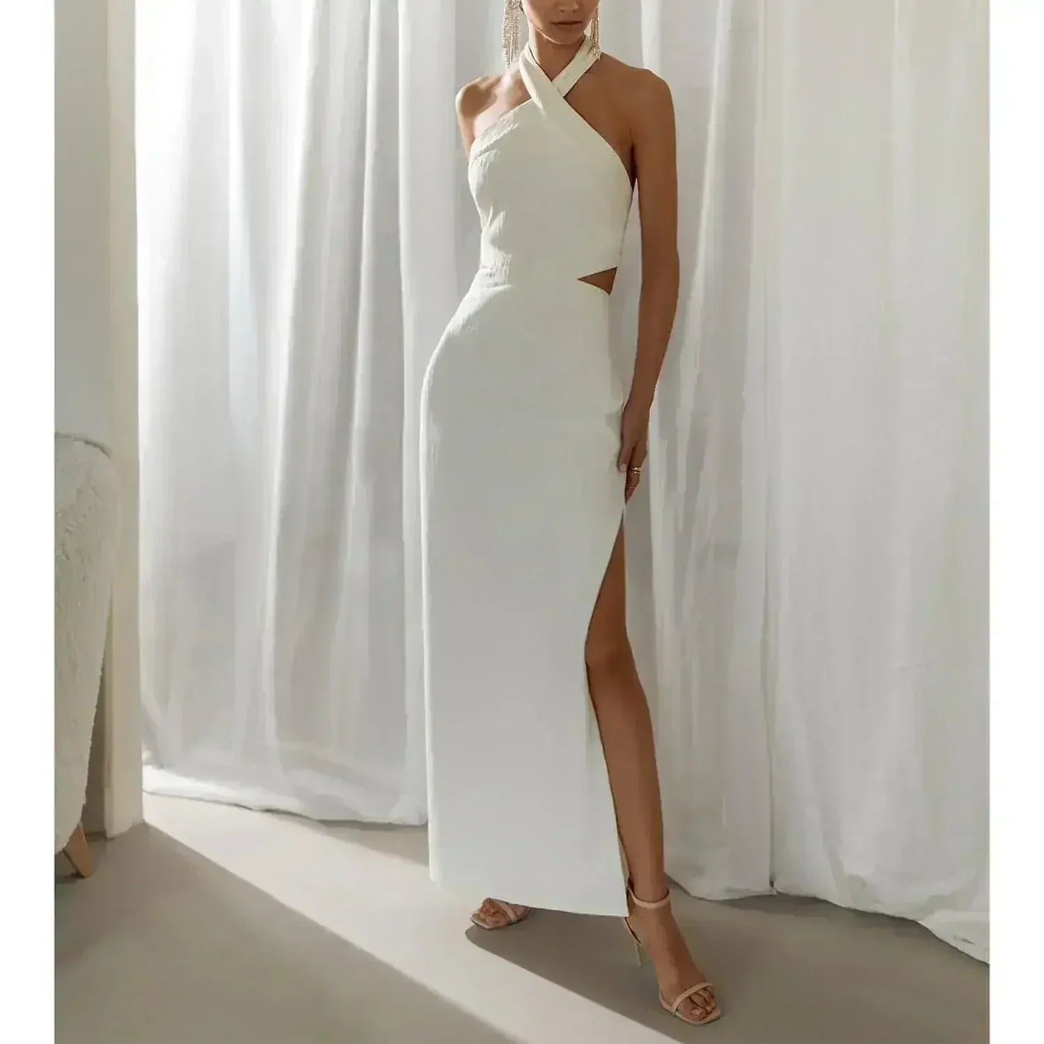 Women's Holiday Style Polyester Neck Dress - Femstylo