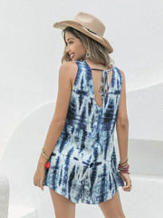 Tie-Dye V-Neck Sleeveless Romper - Femstylo