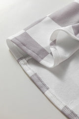 Khaki Checkerboard Shacket | Button Front Flap Pocket Jacket -Femstylo