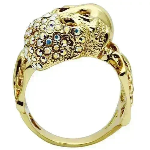 3W007 - Gold White Metal Ring with Top Grade Crystal in Aurora - Femstylo