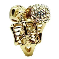 3W007 - Gold White Metal Ring with Top Grade Crystal in Aurora - Femstylo
