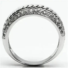 3W065 - Rhodium Brass Ring with AAA Grade CZ in Clear - Femstylo