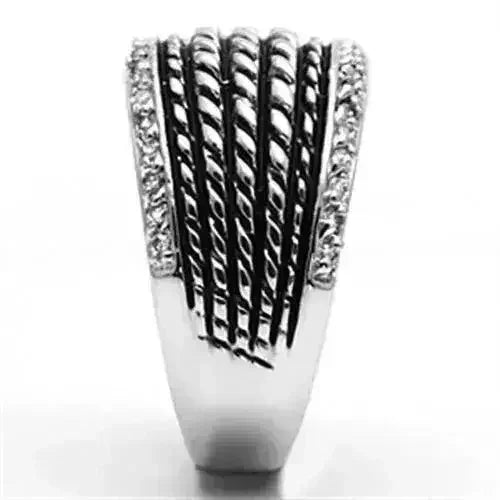 3W065 - Rhodium Brass Ring with AAA Grade CZ in Clear - Femstylo