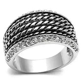 3W065 - Rhodium Brass Ring with AAA Grade CZ in Clear - Femstylo