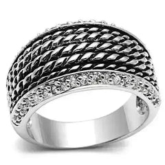 3W065 - Rhodium Brass Ring with AAA Grade CZ in Clear - Femstylo