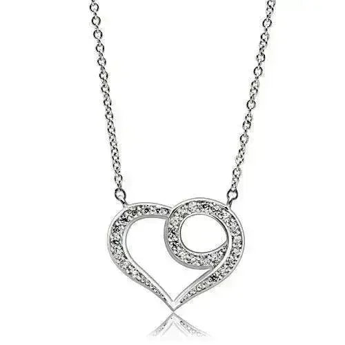 3W075 - Rhodium Brass Necklace with AAA Grade CZ in Clear - Femstylo