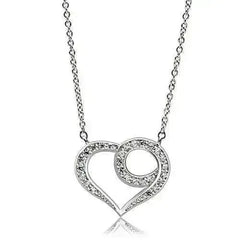 3W075 - Rhodium Brass Necklace with AAA Grade CZ in Clear - Femstylo
