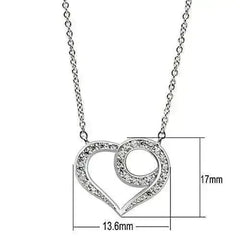 3W075 - Rhodium Brass Necklace with AAA Grade CZ in Clear - Femstylo