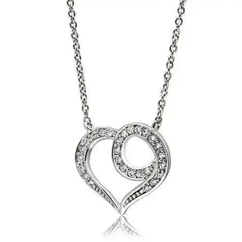 3W075 - Rhodium Brass Necklace with AAA Grade CZ in Clear - Femstylo