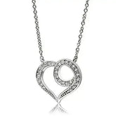 3W075 - Rhodium Brass Necklace with AAA Grade CZ in Clear - Femstylo