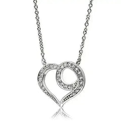 3W075 - Rhodium Brass Necklace with AAA Grade CZ in Clear - Femstylo