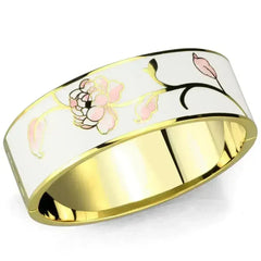 3W1017 - Gold White Metal Bangle with Epoxy in White - Femstylo