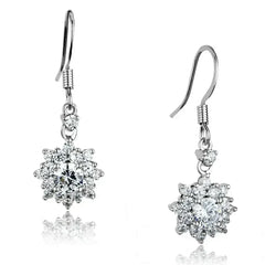 3W1054 - Rhodium Brass Earrings with AAA Grade CZ in Clear - Femstylo