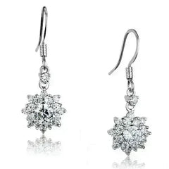 3W1054 - Rhodium Brass Earrings with AAA Grade CZ in Clear - Femstylo