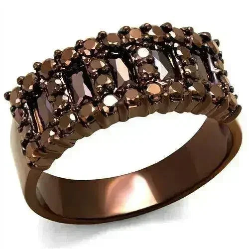 3W1163 - IP Coffee light Brass Ring with AAA Grade CZ in Light Coffee - Femstylo