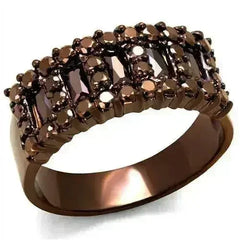 3W1163 - IP Coffee light Brass Ring with AAA Grade CZ in Light Coffee - Femstylo