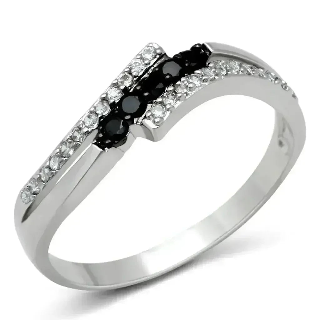3W122 Rhodium + Ruthenium Brass Ring with AAA - Femstylo