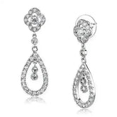 3W1351 - Rhodium Brass Earrings with AAA Grade CZ in Clear - Femstylo