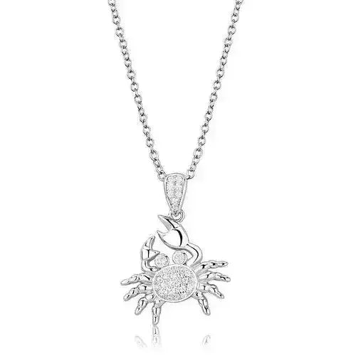 3W1377 - Rhodium 925 Sterling Silver Chain Pendant with AAA Grade CZ - Femstylo