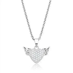 3W1378 - Rhodium 925 Sterling Silver Chain Pendant with AAA Grade CZ - Femstylo