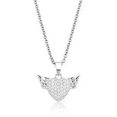 3W1378 - Rhodium 925 Sterling Silver Chain Pendant with AAA Grade CZ - Femstylo