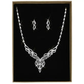 3W1418 - Rhodium Brass Jewelry Sets with AAA Grade CZ in Clear - Femstylo