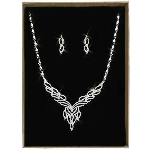 3W1418 - Rhodium Brass Jewelry Sets with AAA Grade CZ in Clear - Femstylo