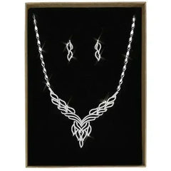 3W1418 - Rhodium Brass Jewelry Sets with AAA Grade CZ in Clear - Femstylo