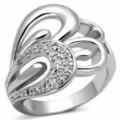 3W325 - Rhodium Brass Ring with AAA Grade CZ in Clear - Femstylo