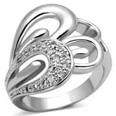 3W325 - Rhodium Brass Ring with AAA Grade CZ in Clear - Femstylo