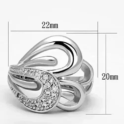 3W325 - Rhodium Brass Ring with AAA Grade CZ in Clear - Femstylo