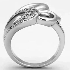3W325 - Rhodium Brass Ring with AAA Grade CZ in Clear - Femstylo