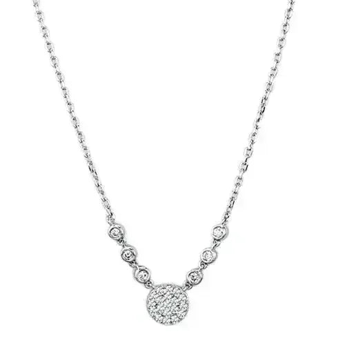 3W417 - Rhodium Brass Necklace with AAA Grade CZ in Clear - Femstylo