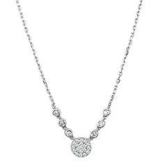 3W417 - Rhodium Brass Necklace with AAA Grade CZ in Clear - Femstylo