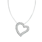 3W420 - Rhodium Brass Necklace with AAA Grade CZ in Clear - Femstylo