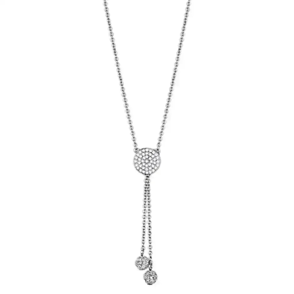 3W429 - Rhodium Brass Necklace with AAA Grade CZ in Clear - Femstylo