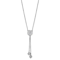 3W429 - Rhodium Brass Necklace with AAA Grade CZ in Clear - Femstylo