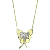 3W459 - Gold+Rhodium Brass Necklace with AAA Grade CZ in Clear - Femstylo