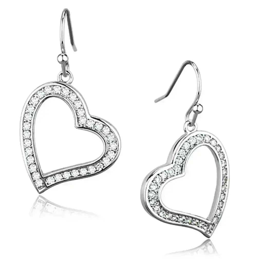 3W628 - Rhodium Brass Earrings with AAA Grade CZ in Clear - Femstylo
