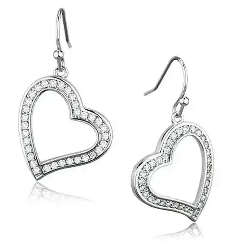 3W628 - Rhodium Brass Earrings with AAA Grade CZ in Clear - Femstylo
