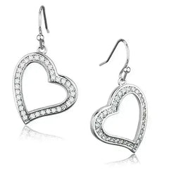 3W628 - Rhodium Brass Earrings with AAA Grade CZ in Clear - Femstylo