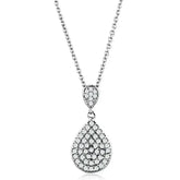3W720 - Rhodium Brass Necklace with AAA Grade CZ in Clear - Femstylo