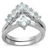 3W815 - Rhodium Brass Ring with AAA Grade CZ in Clear - Femstylo