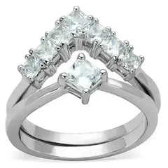 3W815 - Rhodium Brass Ring with AAA Grade CZ in Clear - Femstylo
