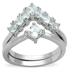 3W815 - Rhodium Brass Ring with AAA Grade CZ in Clear - Femstylo