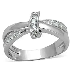 3W819 - Rhodium Brass Ring with AAA Grade CZ in Clear - Femstylo