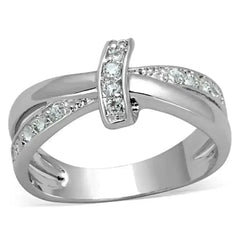 3W819 - Rhodium Brass Ring with AAA Grade CZ in Clear - Femstylo