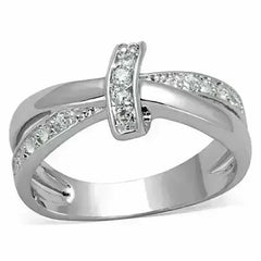3W819 - Rhodium Brass Ring with AAA Grade CZ in Clear - Femstylo
